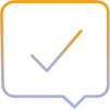 A speech icon with a tick in the centre